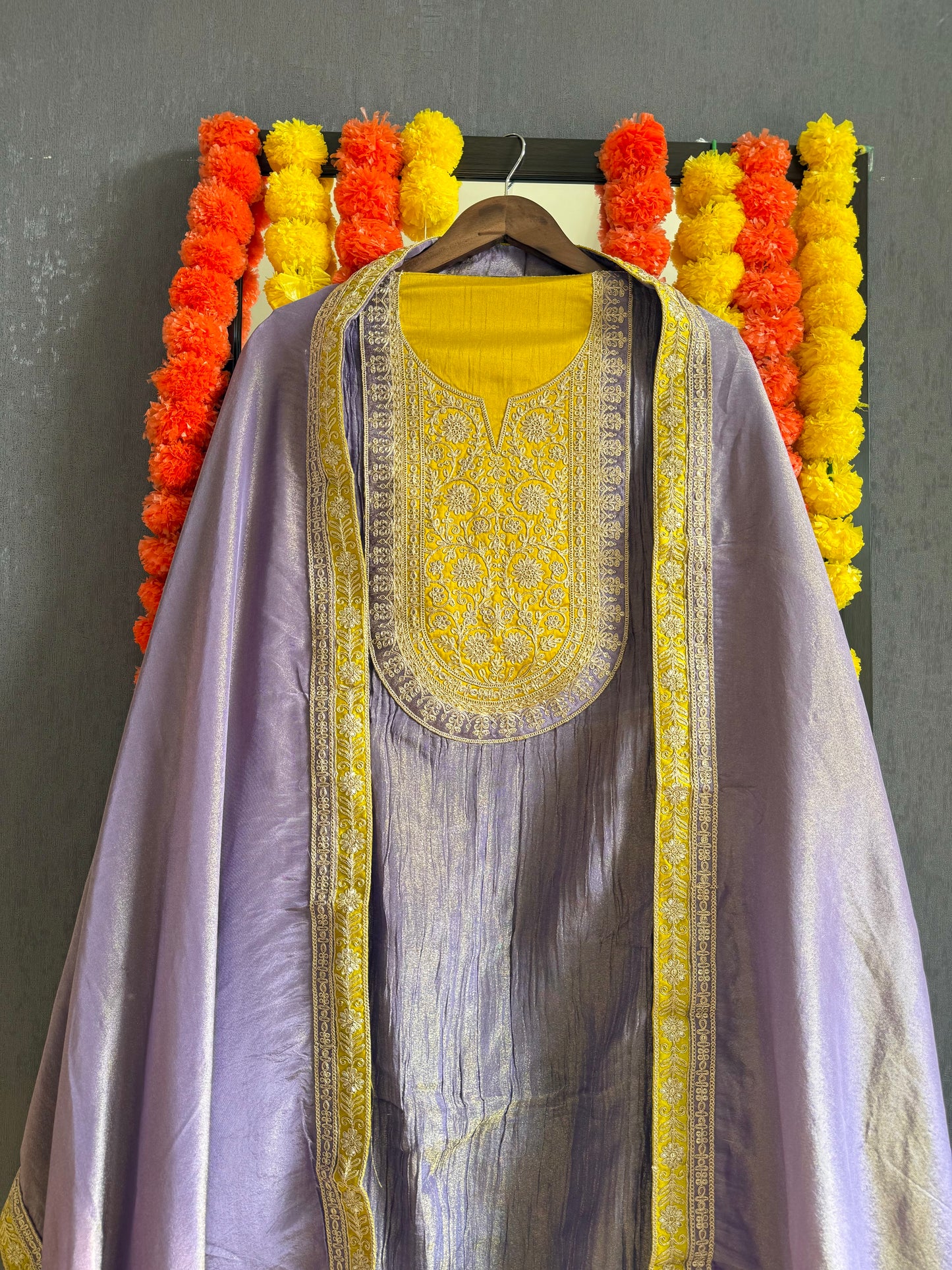Crush tissue marori aari work suit