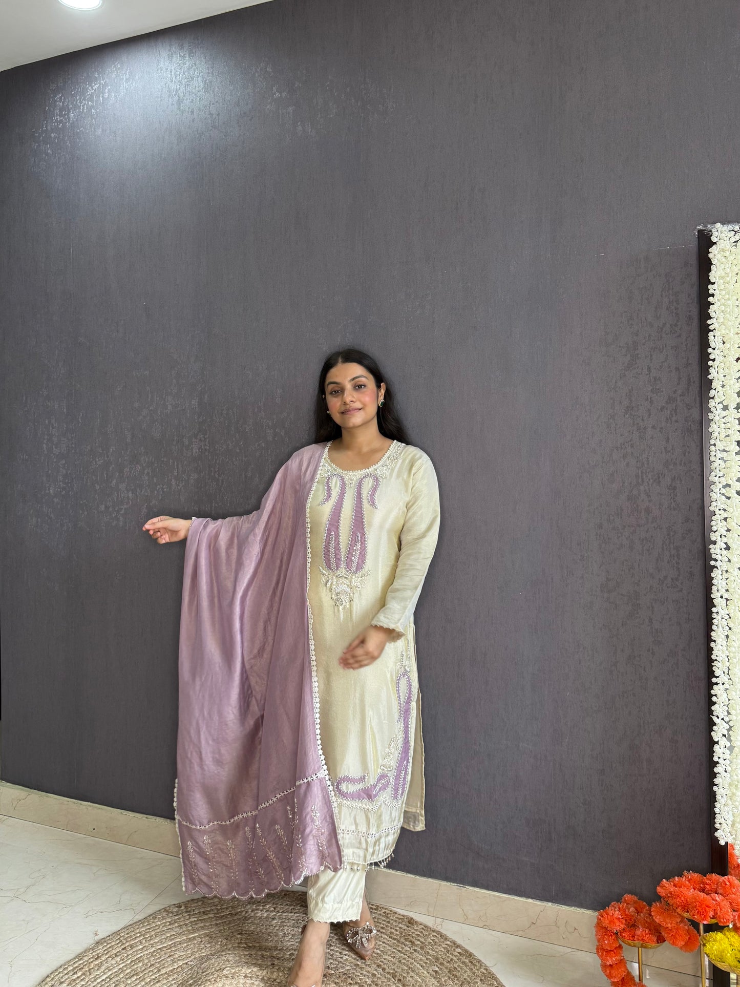 Tissue silk Handwork suit set