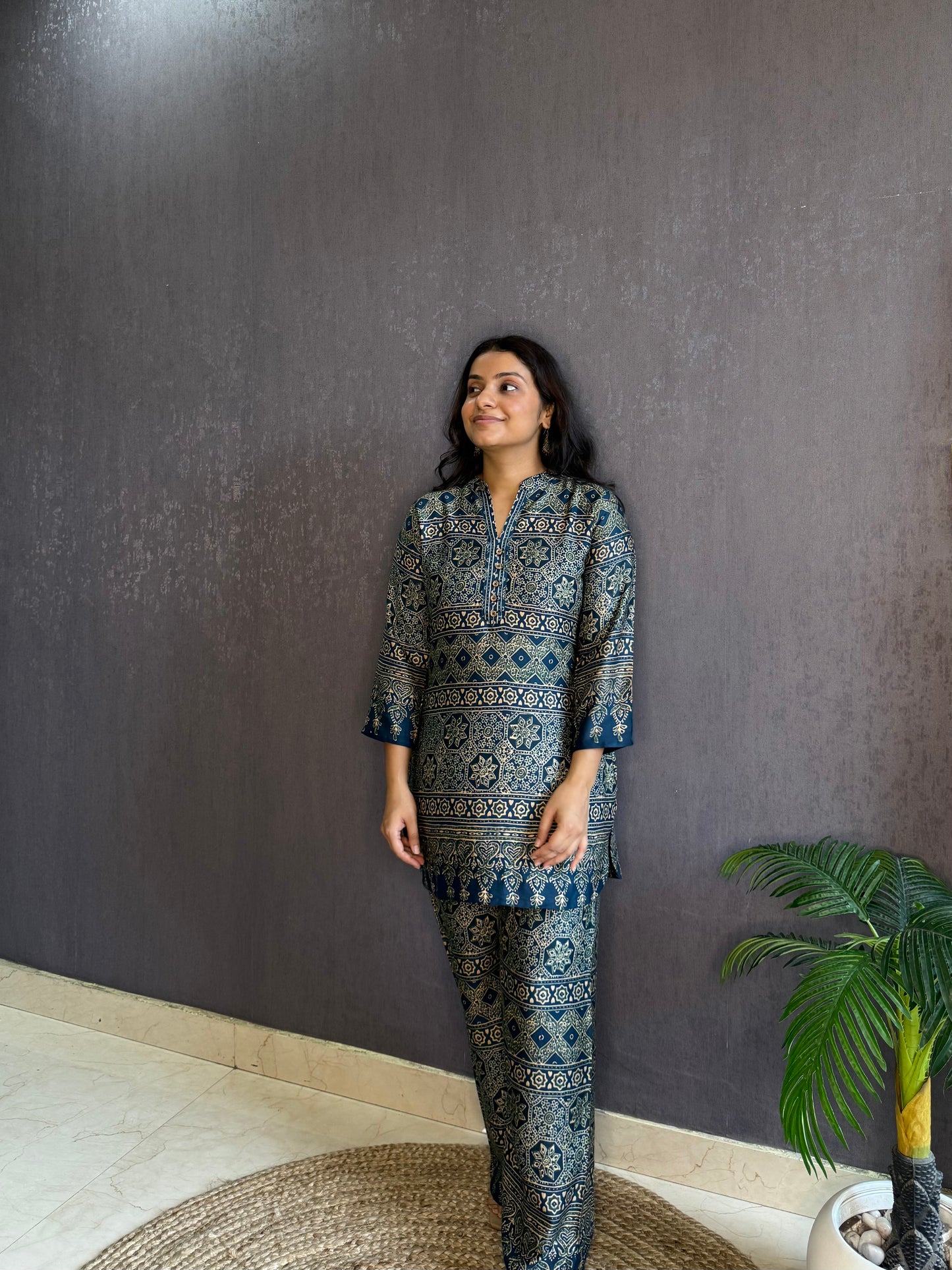 Modal cotton Ajrakh Coord set