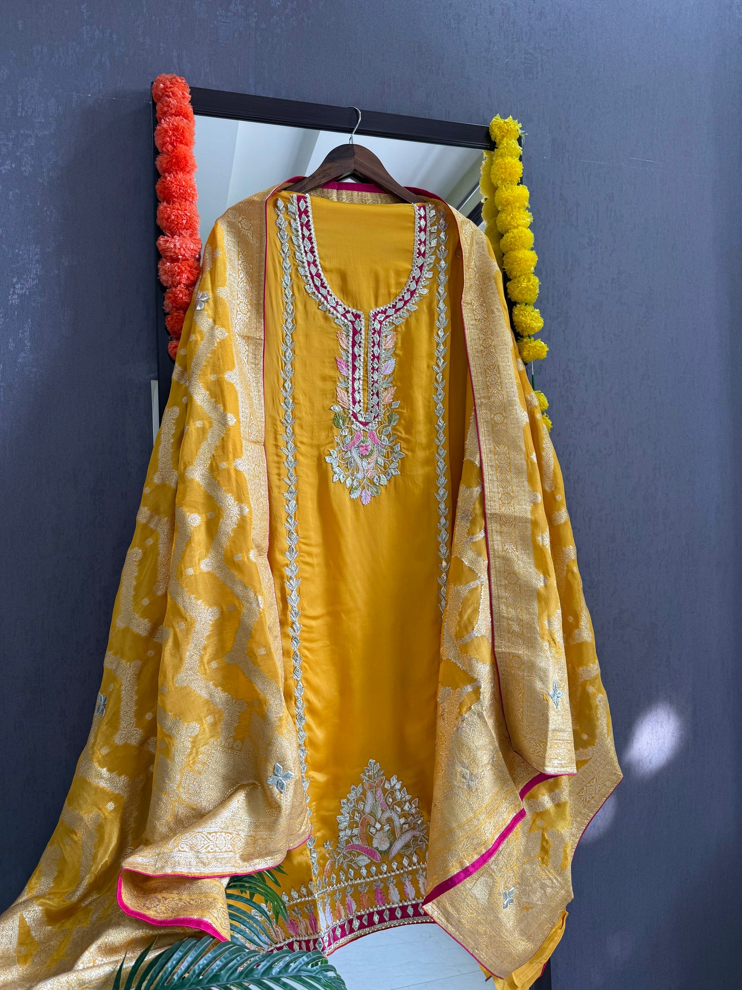 Luxurious Gotapatti satin silk suit