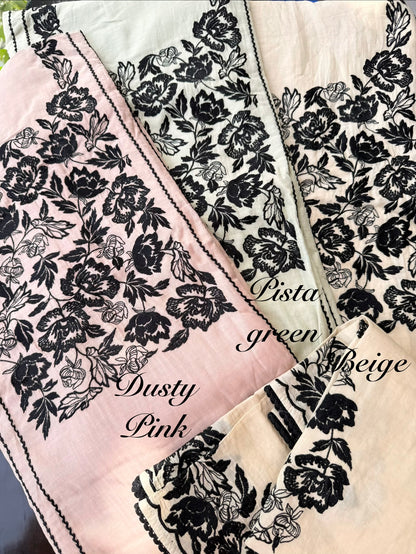 Luxurious Mul chanderi Parsi work florals suit