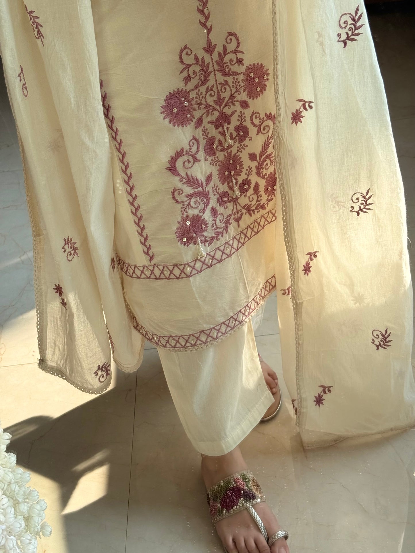 Mul cotton designer pearl suit