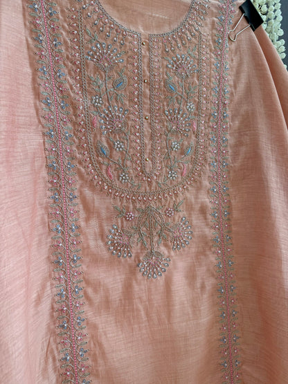 Luxurious Mul chanderi antique dori sitara suit