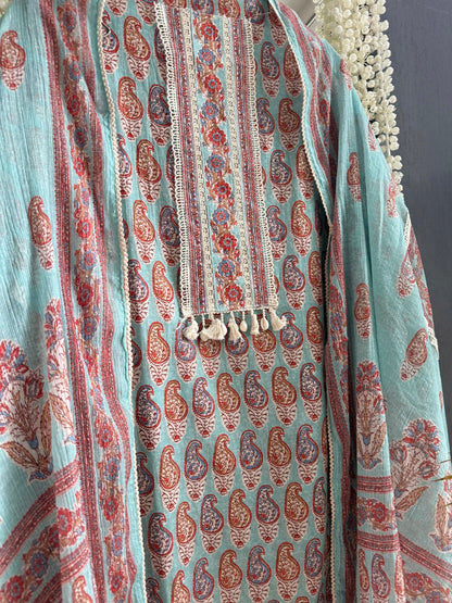 Mulmul cotton paisley florals suit