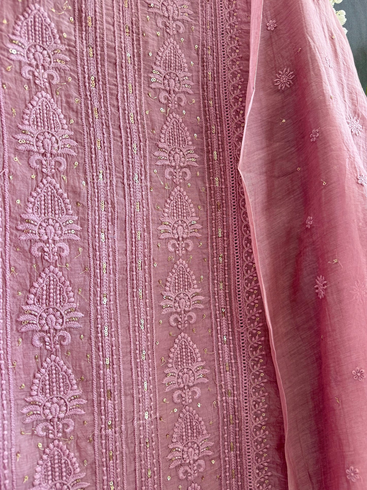 Luxurious Mul chanderi lucknowi handwork suit