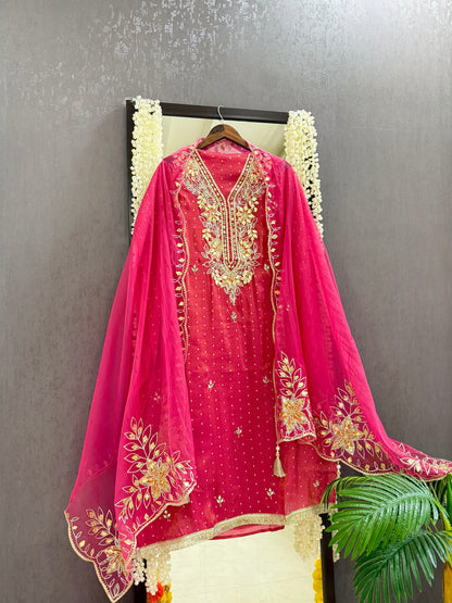 Premium Gotapatti Benarsi Tissue silk suit