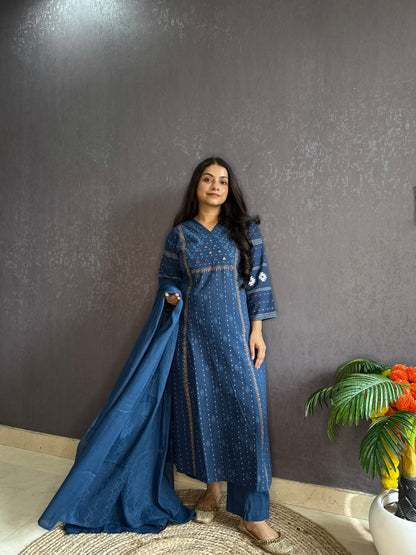 Jamdani Mirror cotton A line suit set