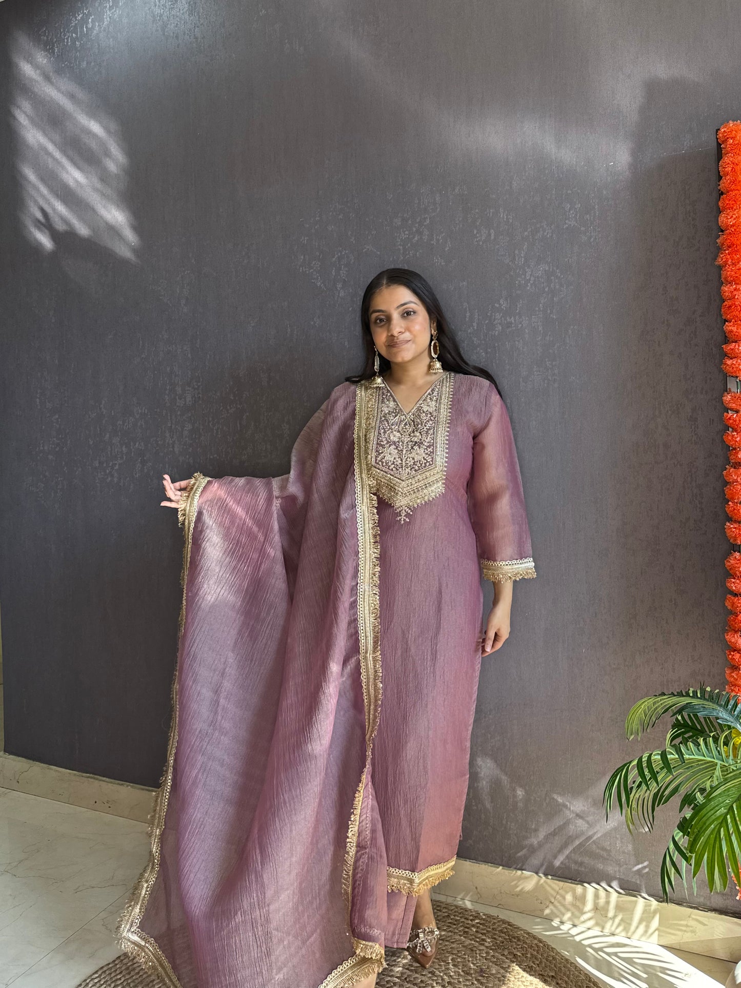 Tissue silk Handwork suit set