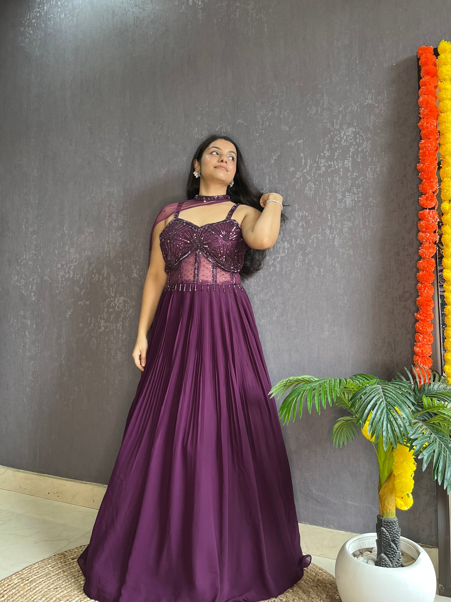 Anarkali Cape gown