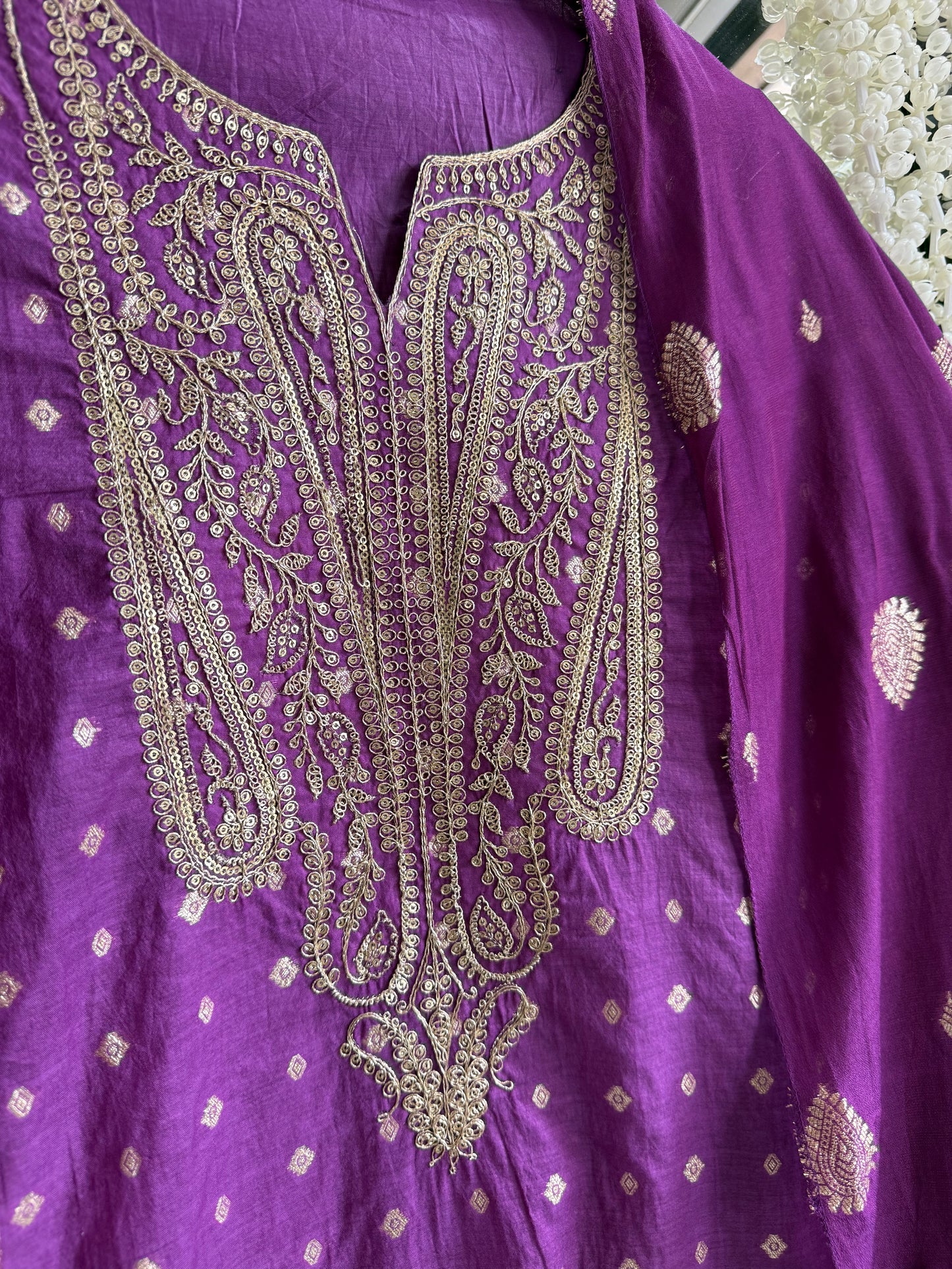 Semi Benarsi silk aari work suit
