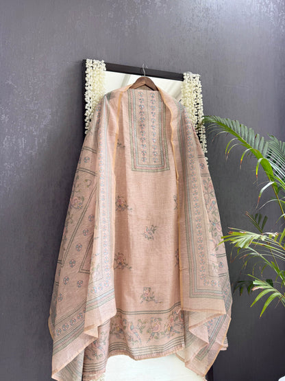 Linen handwork birds suit