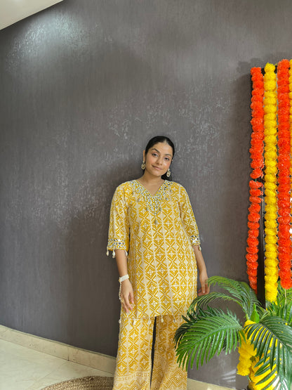 Lucknowi mirrorwork festive Coord set