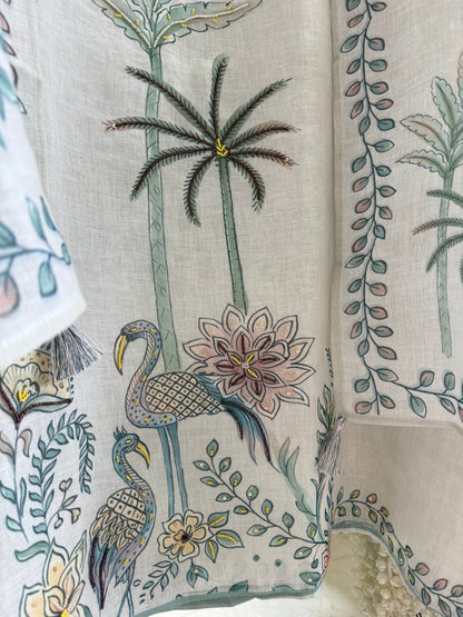 Pure linen florals handwork suit