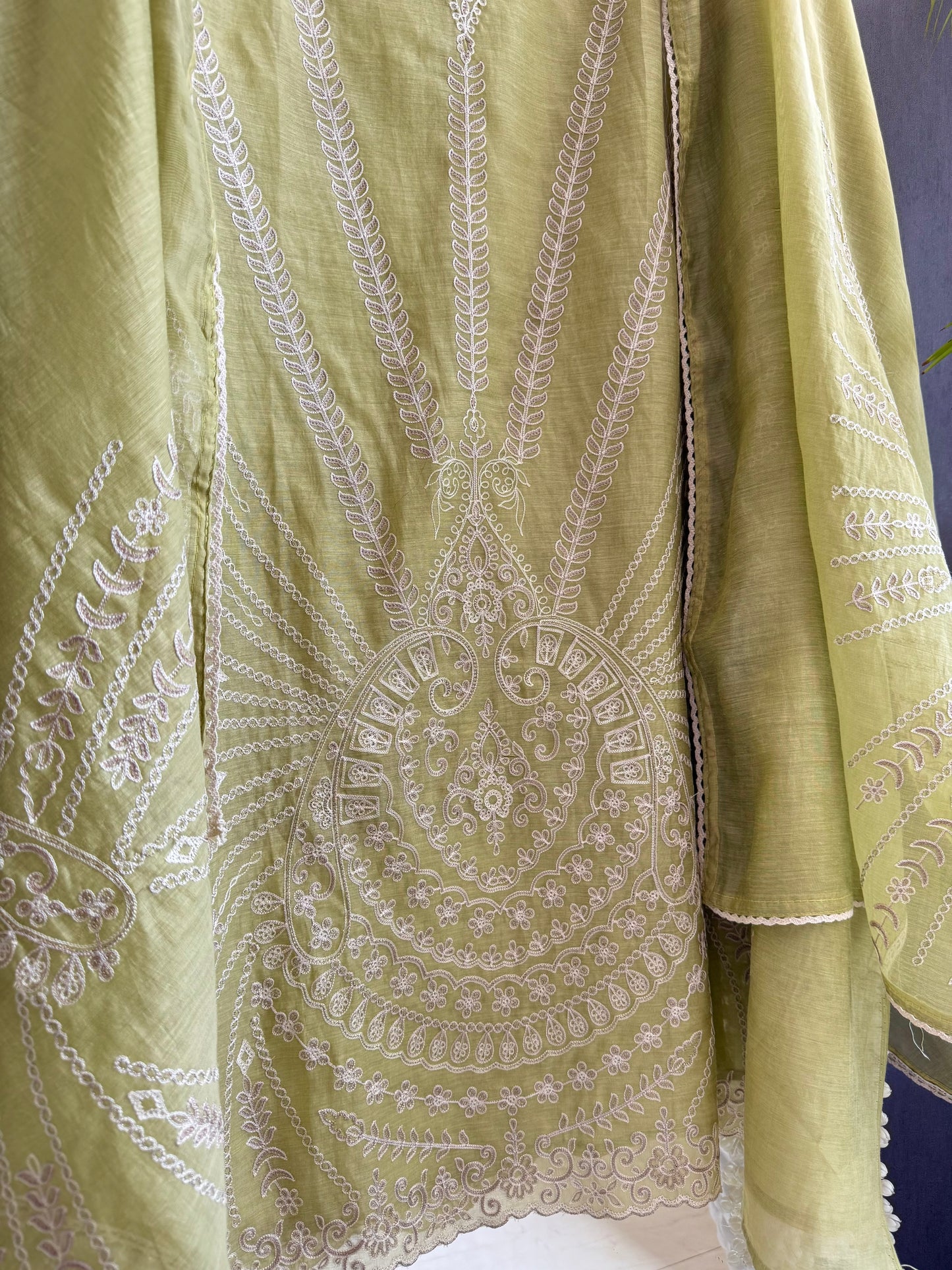 Luxurious Mul chanderi aari work suit