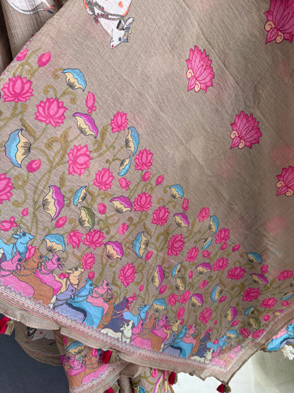 Mulmul cotton pichwai suit