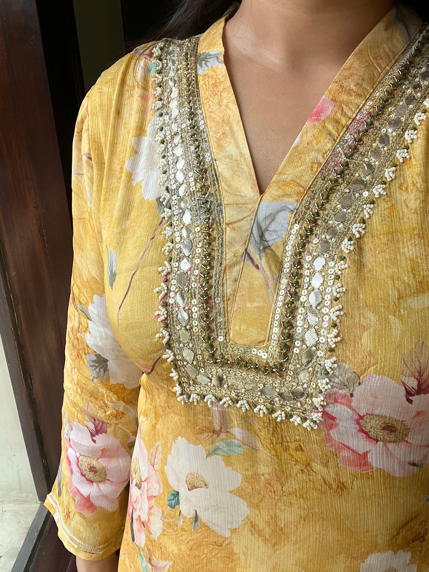 Chinon floral handwork Kurta sets
