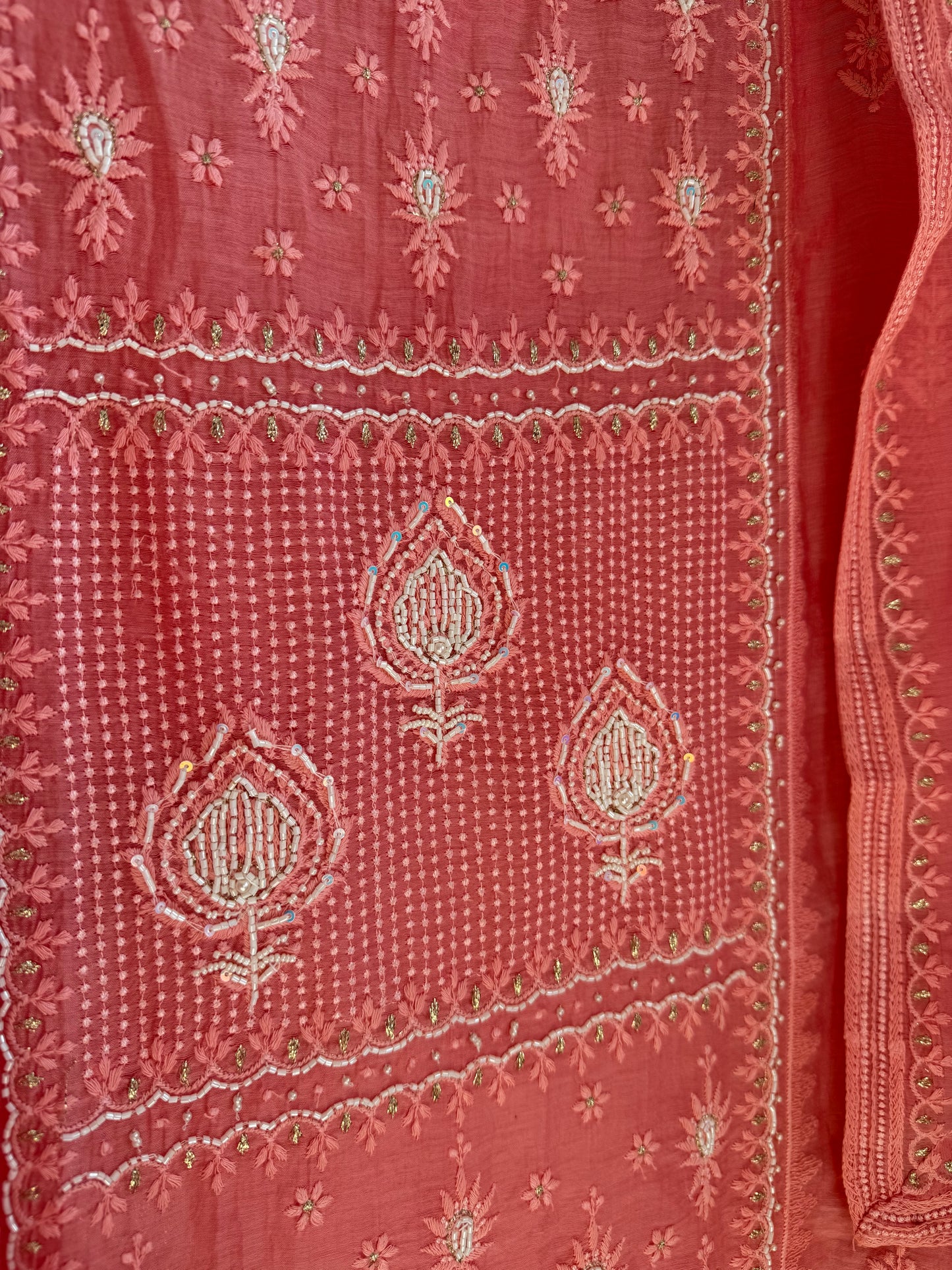Luxurious Mul chanderi lucknowi handwork suit