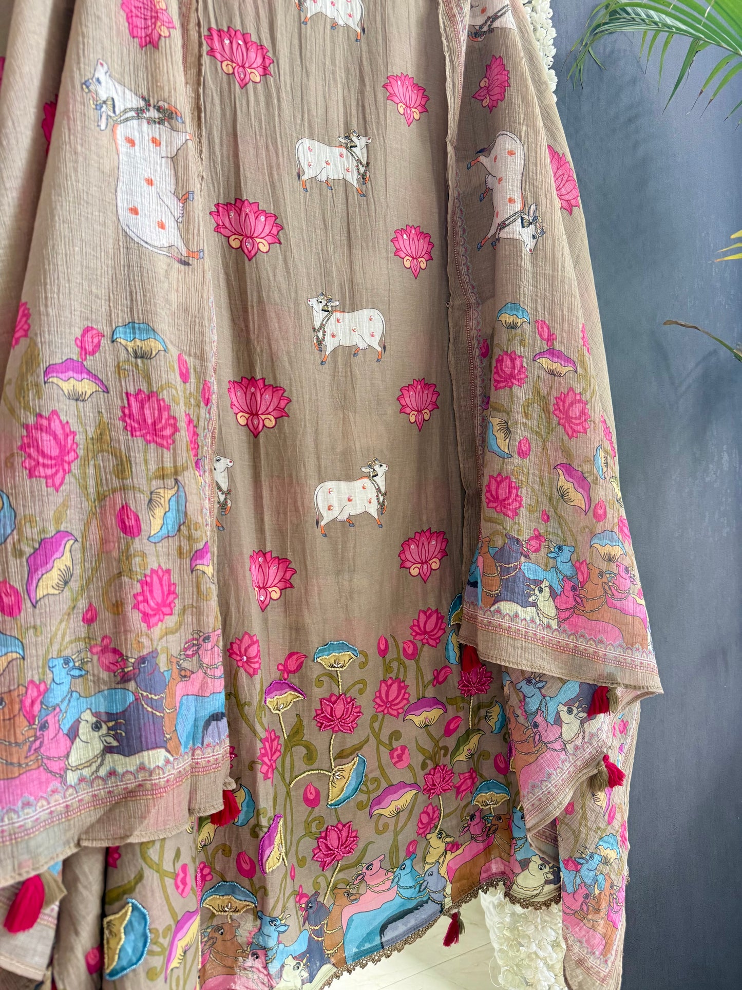 Mulmul cotton pichwai suit
