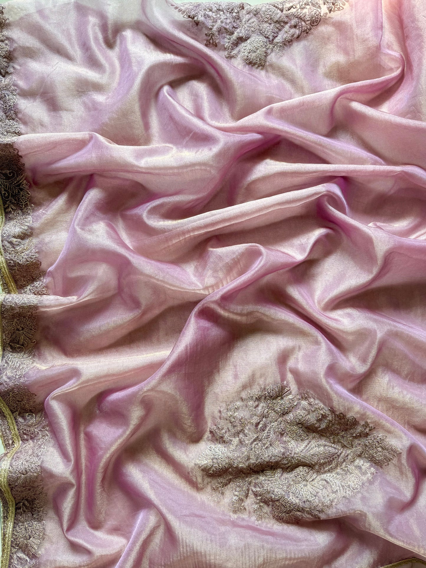 Premium tissue silk hand embroidered suit