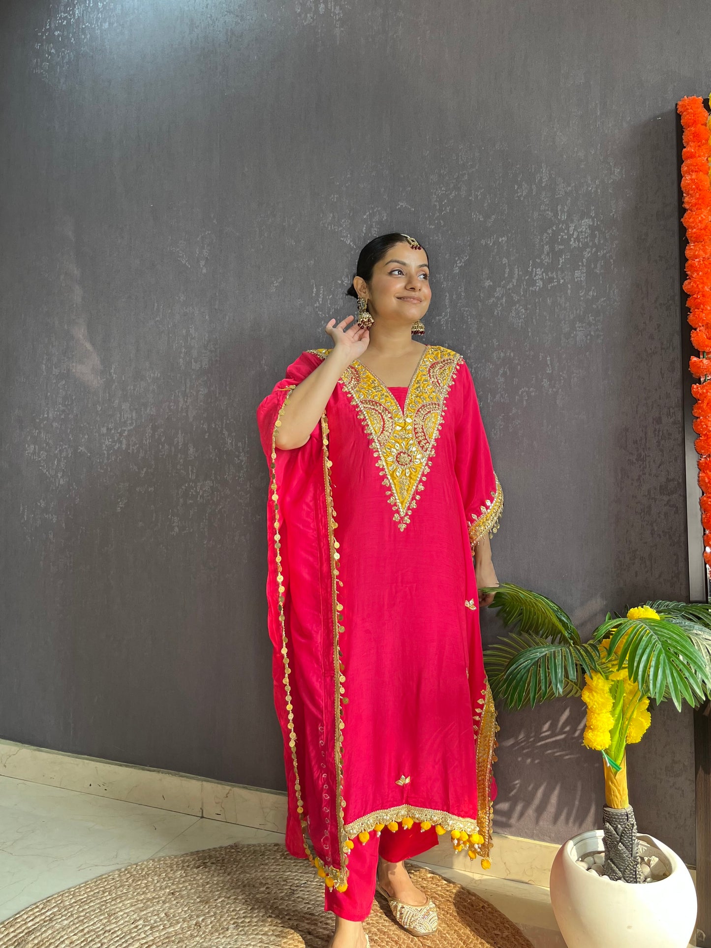 Gotapatti aari work kaftan set
