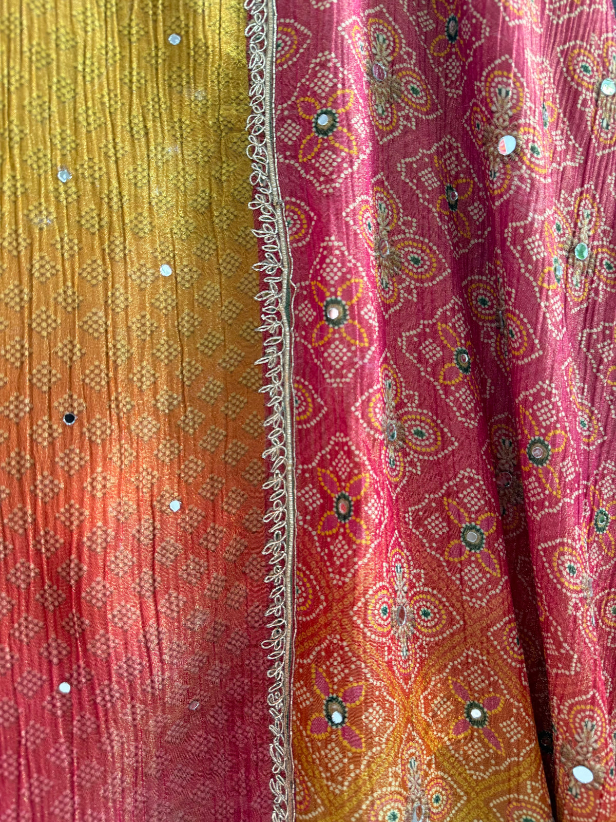Crush tissue Bandhani ombré suit