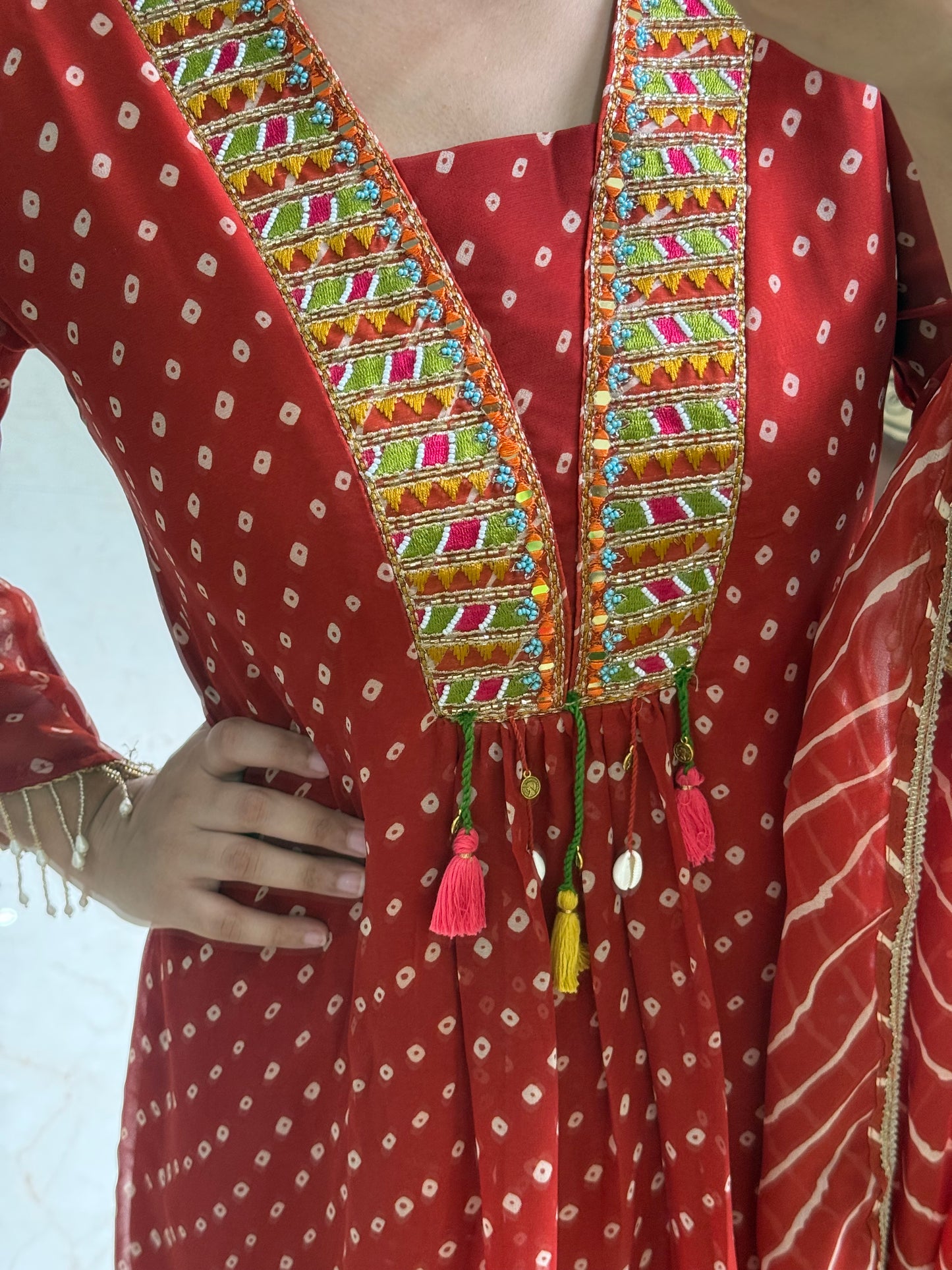 Handwork Bandhani Sharara suit