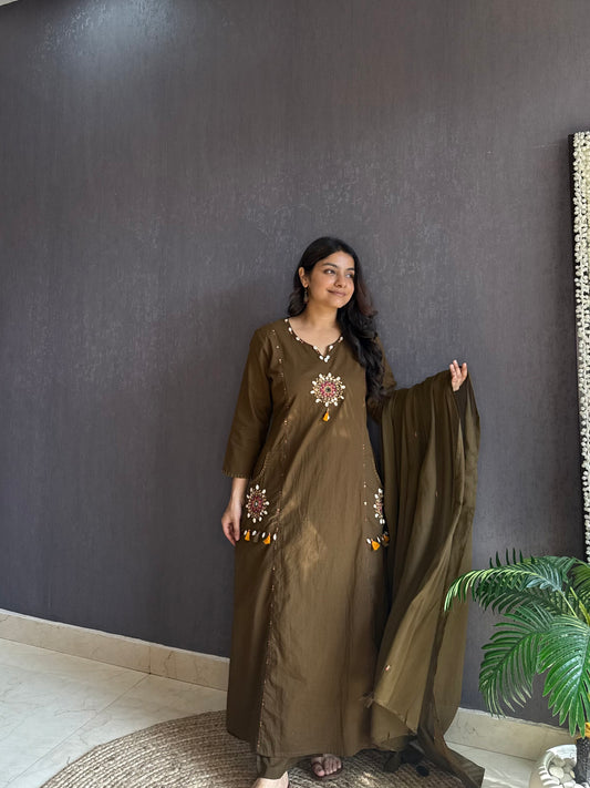 Pure cotton mirror shells A line suit set