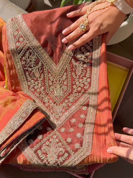 Crush tissue marori aari work suit