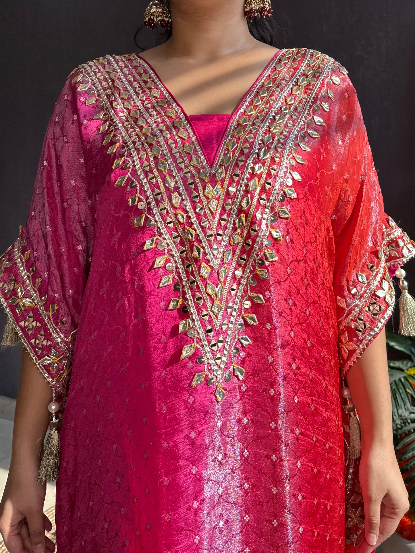 Luxurious ombré kaftan gotapatti set
