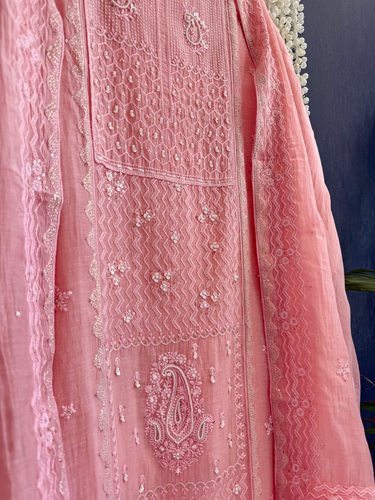 Luxurious Mul chanderi lucknowi paisley suit