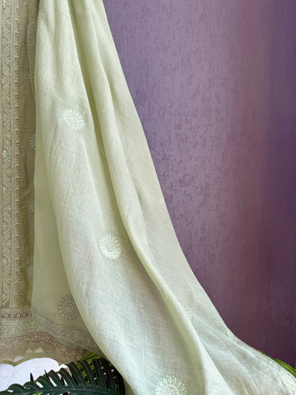 Luxurious Mul chanderi lucknowi handwork suit