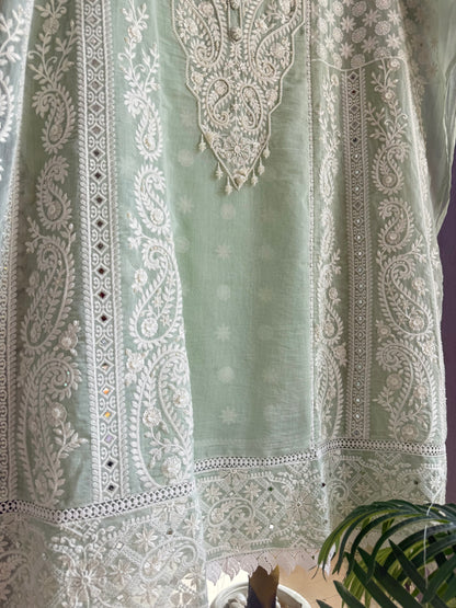 Luxurious Mul chanderi lucknowi handwork suit