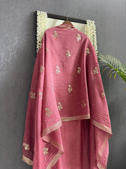 Luxurious Mul chanderi pitta work suit