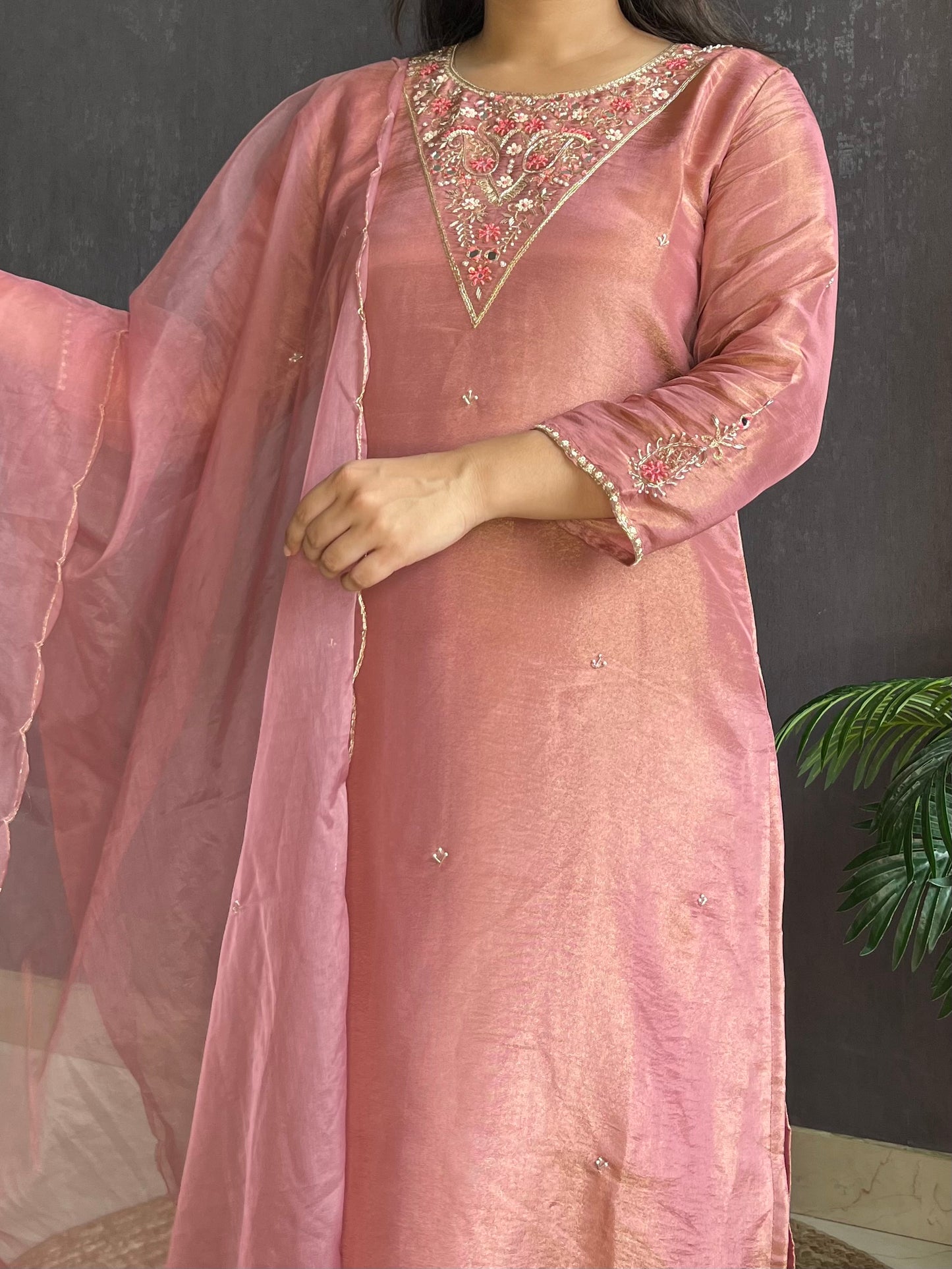 Tissue silk Handwork suit set
