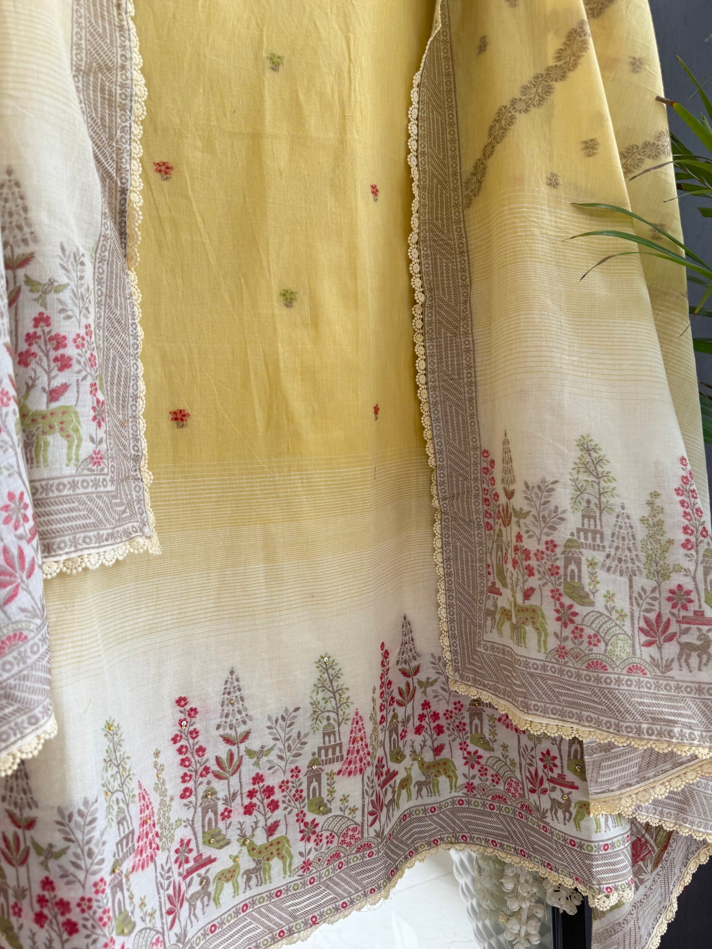 Cotton jamdani deers pinteresty suit