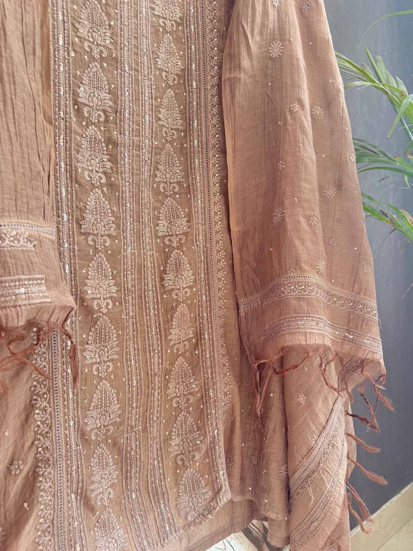 Luxurious Mul chanderi lucknowi handwork suit
