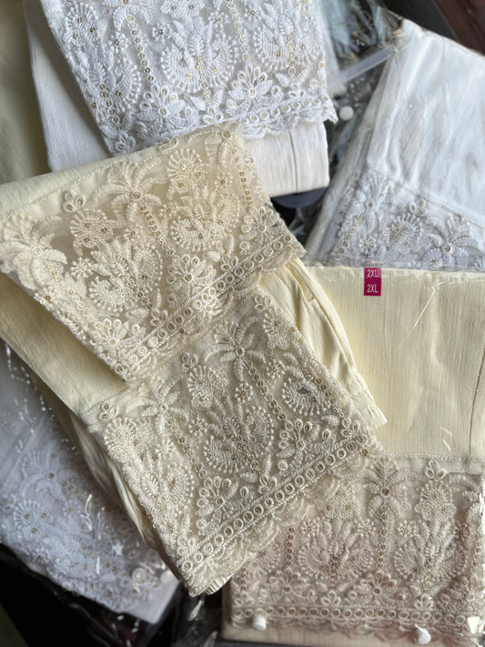 Lucknowi embroidered Cotton lycra pants