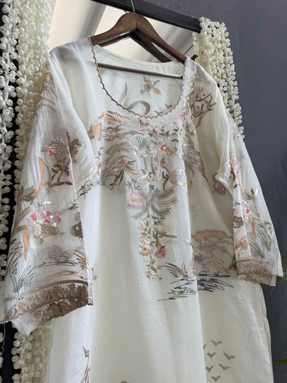 Luxurious Mul chanderi gota appliqué work suit