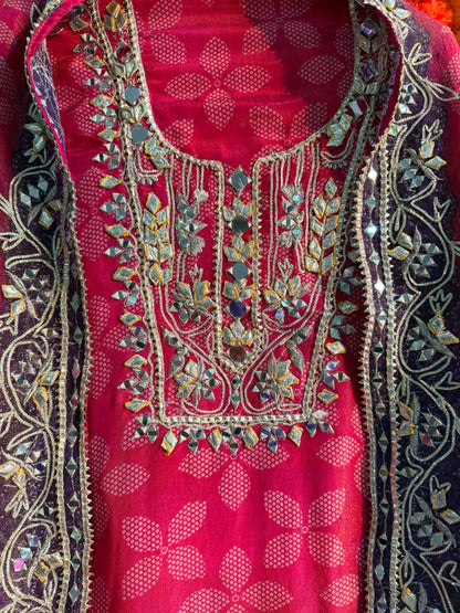 Luxurious Bhandej ombré gotapatti suits