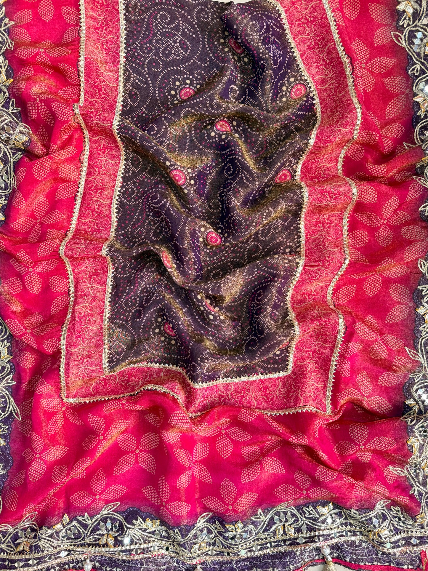 Luxurious Bhandej ombré gotapatti suits