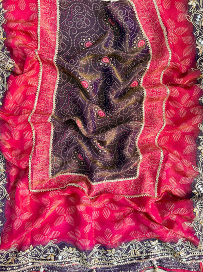 Luxurious Bhandej ombré gotapatti suits