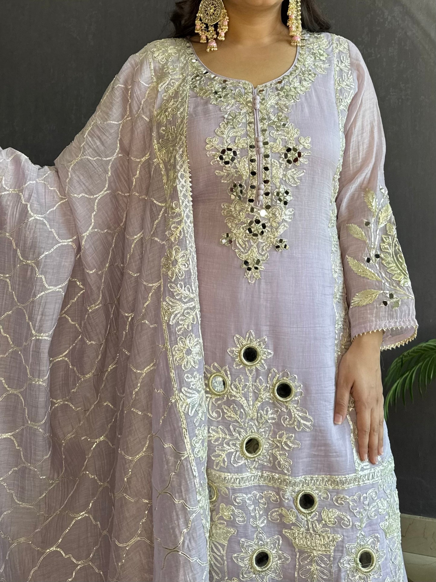 Luxurious mul cotton gotapatti sharara set