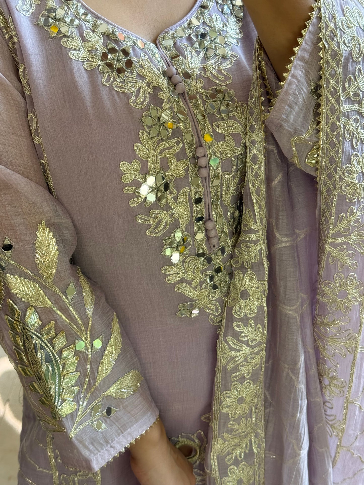 Luxurious mul cotton gotapatti sharara set