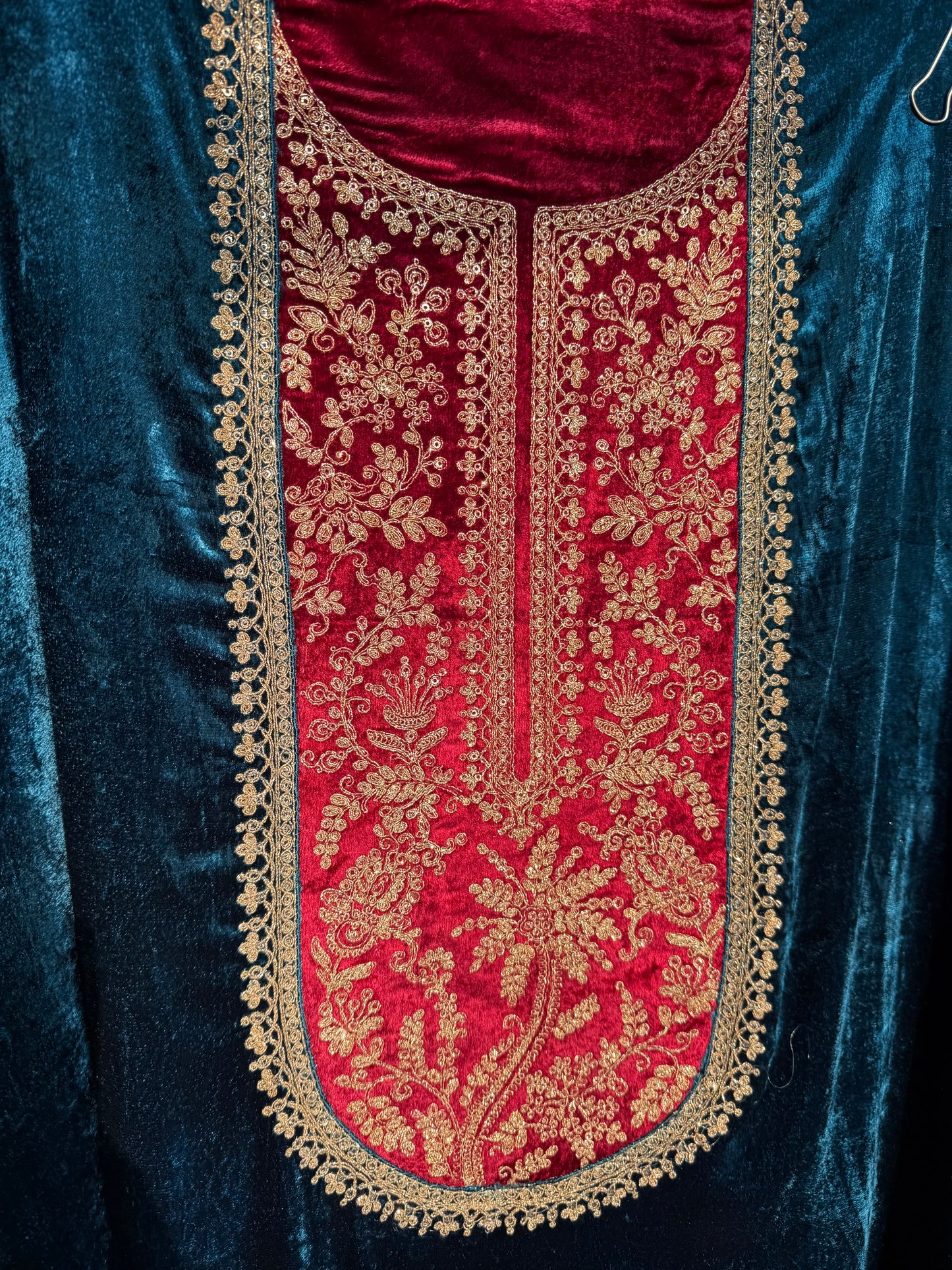 Velvet Front back Marori Aari work suit