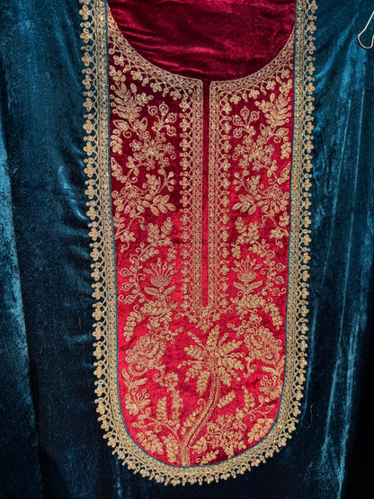Velvet Front back Marori Aari work suit