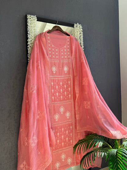 Luxurious Mul chanderi lucknowi handwork suit
