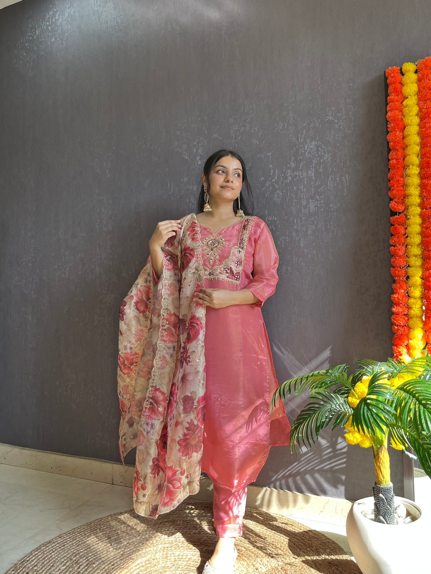 Tissue silk Handwork suit set