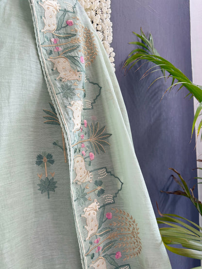 Luxurious Mul chanderi pichwai suit