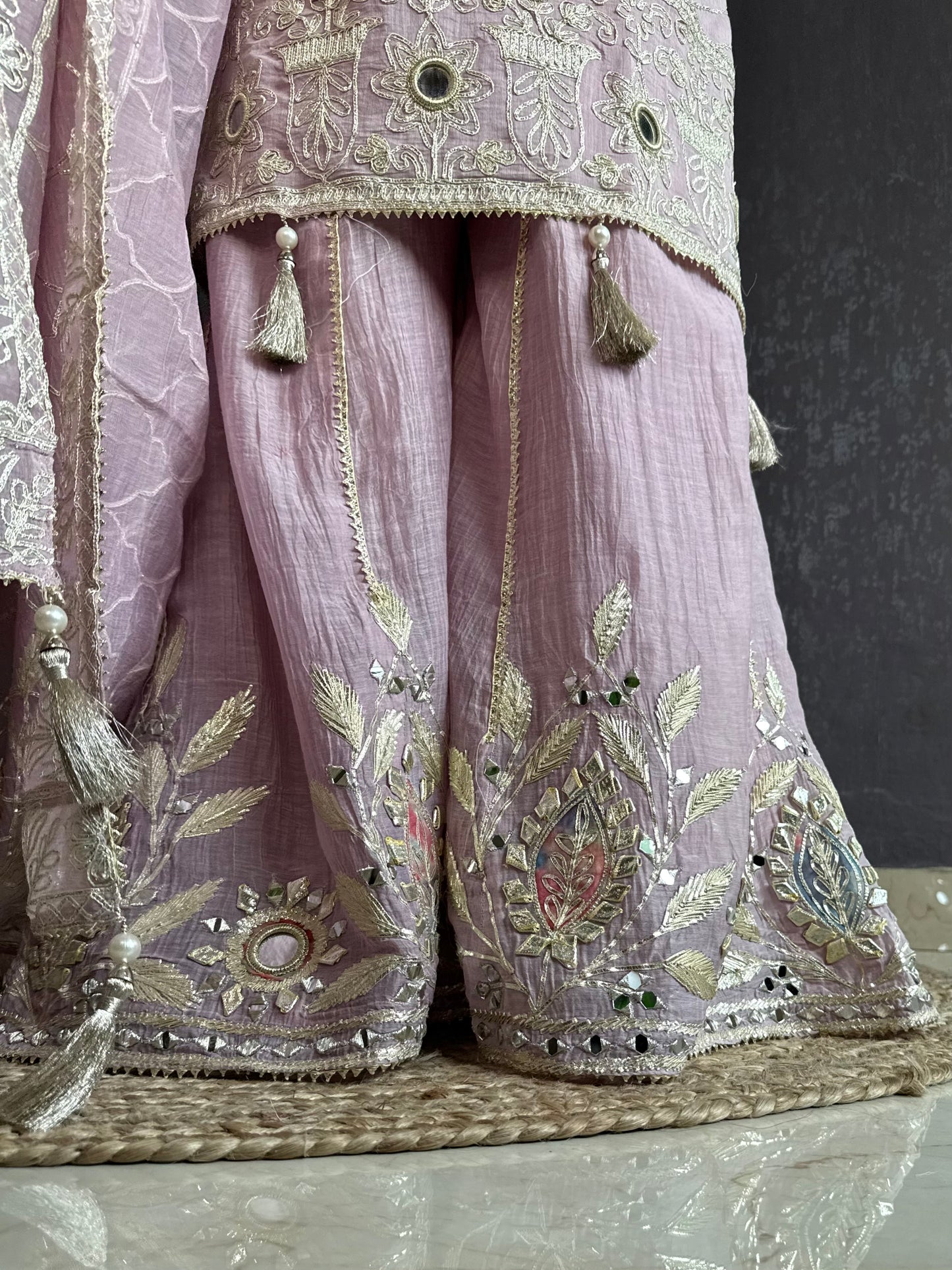 Luxurious mul cotton gotapatti sharara set