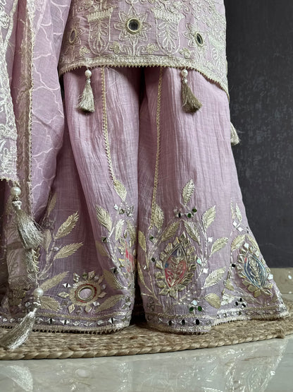 Luxurious mul cotton gotapatti sharara set